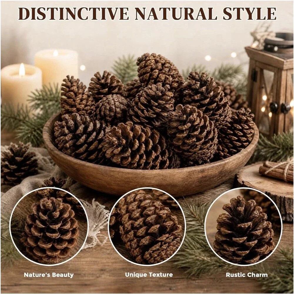 JOHOUSE 12 Large Natural Pine Cones, Pinecone Bowl Fillers (3.5